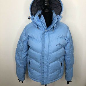 Oakley Woman XS Down Puffer Jacket Blue Thumb Holes Ski Deep Winter
